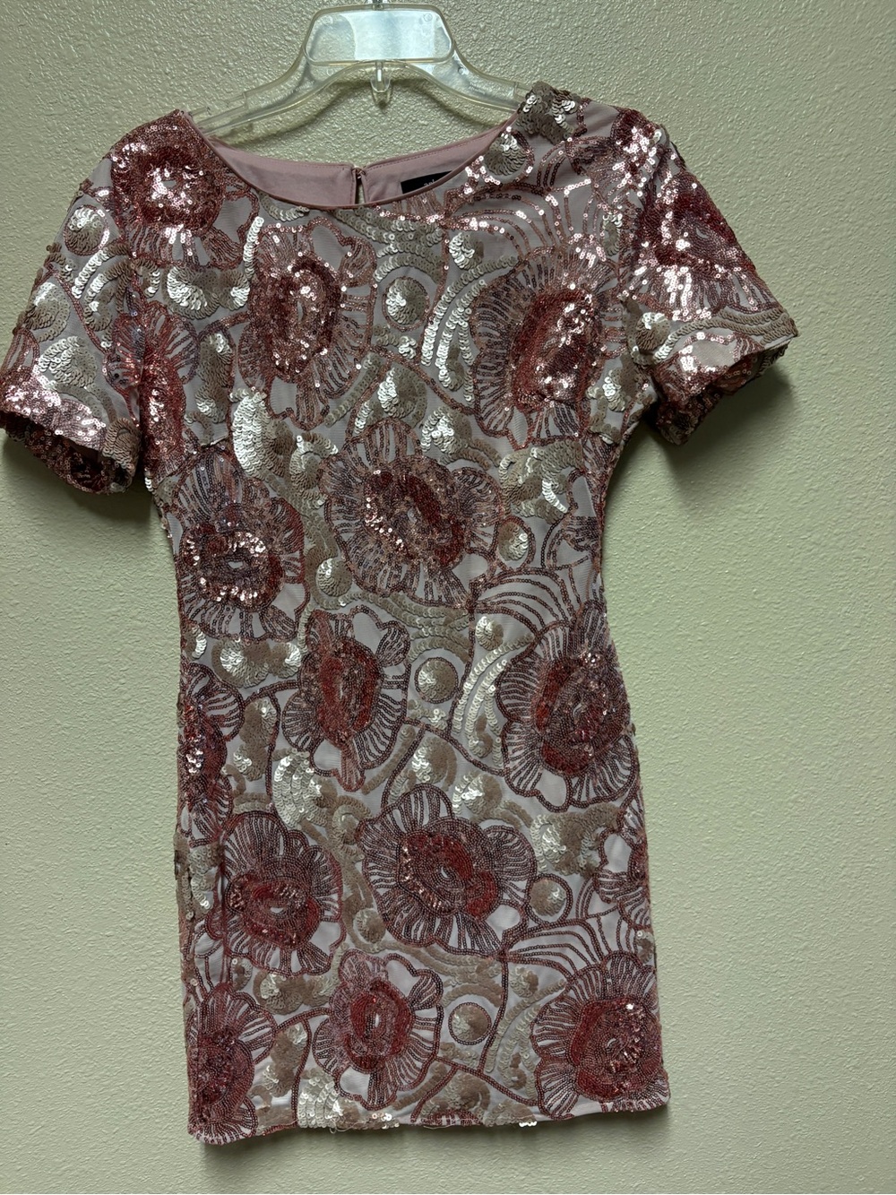 Ark & Co. Blush Pink Sequin Embellished Mini Dress